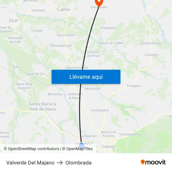 Valverde Del Majano to Olombrada map