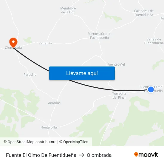 Fuente El Olmo De Fuentidueña to Olombrada map