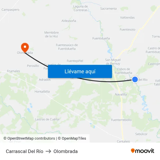 Carrascal Del Río to Olombrada map
