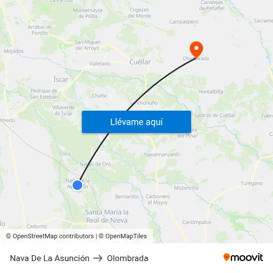 Nava De La Asunción to Olombrada map