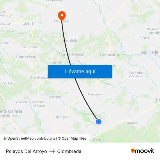 Pelayos Del Arroyo to Olombrada map