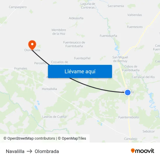 Navalilla to Olombrada map