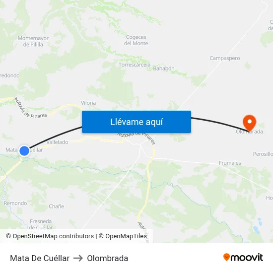 Mata De Cuéllar to Olombrada map