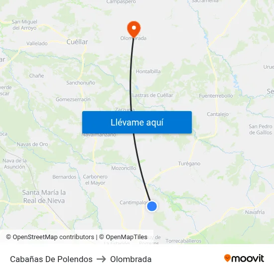 Cabañas De Polendos to Olombrada map