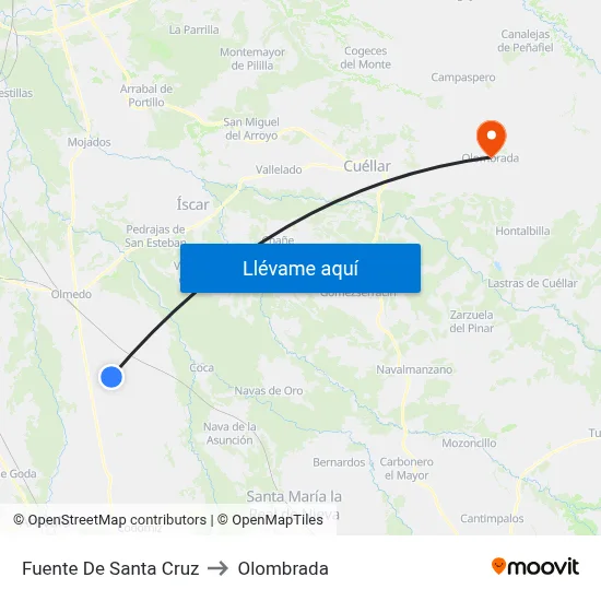 Fuente De Santa Cruz to Olombrada map