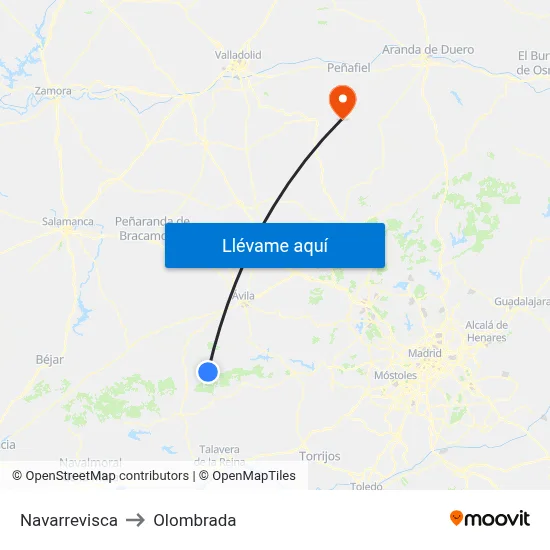 Navarrevisca to Olombrada map