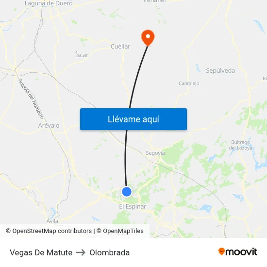 Vegas De Matute to Olombrada map