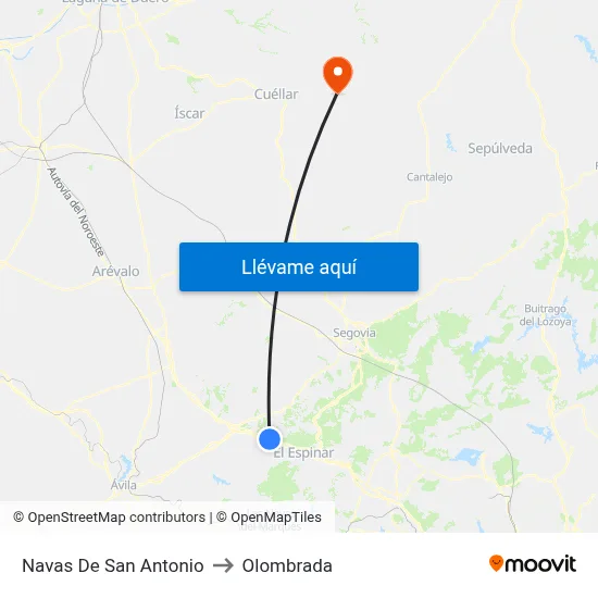 Navas De San Antonio to Olombrada map