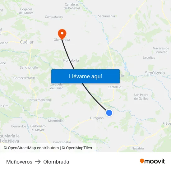 Muñoveros to Olombrada map