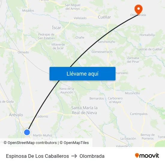 Espinosa De Los Caballeros to Olombrada map
