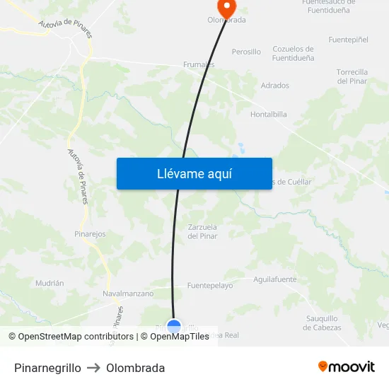 Pinarnegrillo to Olombrada map
