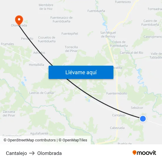Cantalejo to Olombrada map