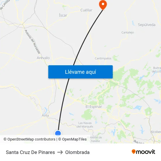 Santa Cruz De Pinares to Olombrada map
