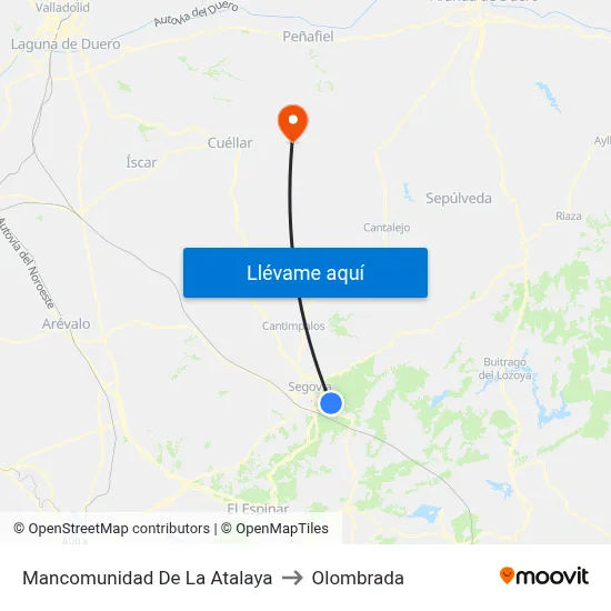 Mancomunidad De La Atalaya to Olombrada map