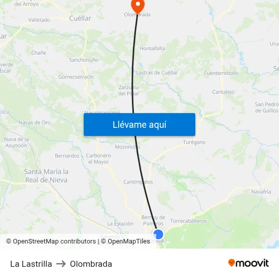 La Lastrilla to Olombrada map