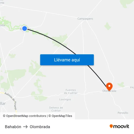 Bahabón to Olombrada map
