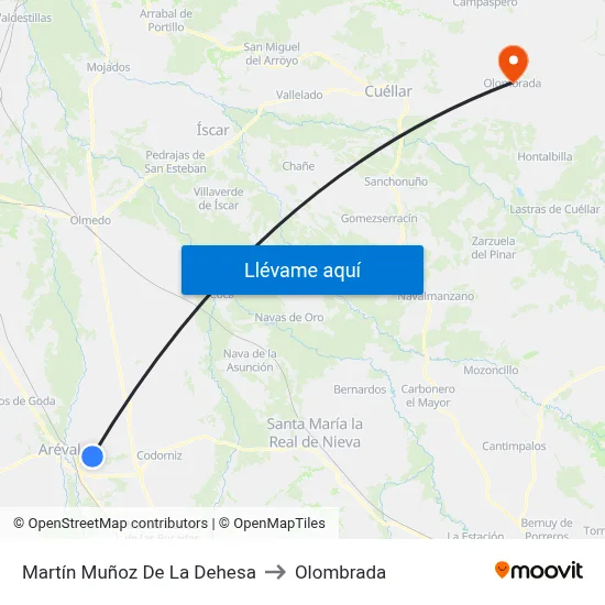 Martín Muñoz De La Dehesa to Olombrada map