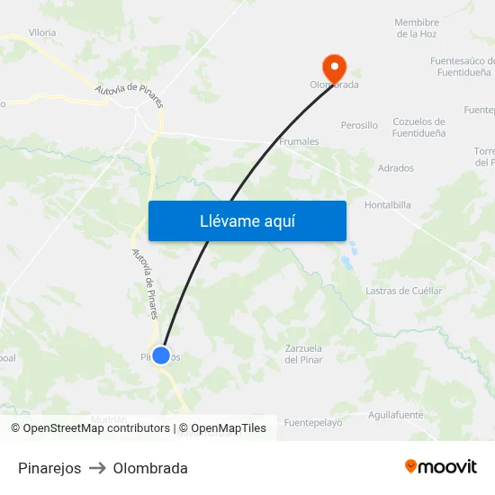 Pinarejos to Olombrada map