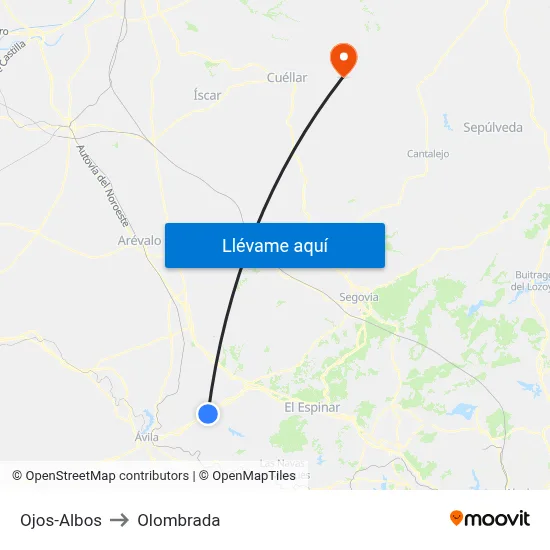 Ojos-Albos to Olombrada map