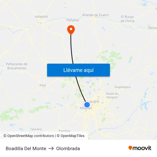 Boadilla Del Monte to Olombrada map