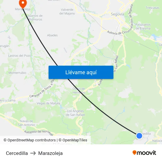 Cercedilla to Marazoleja map