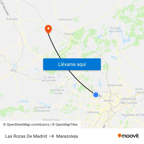 Las Rozas De Madrid to Marazoleja map