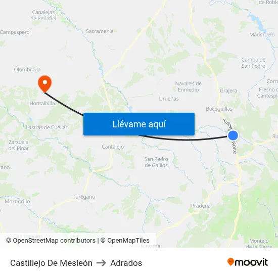 Castillejo De Mesleón to Adrados map