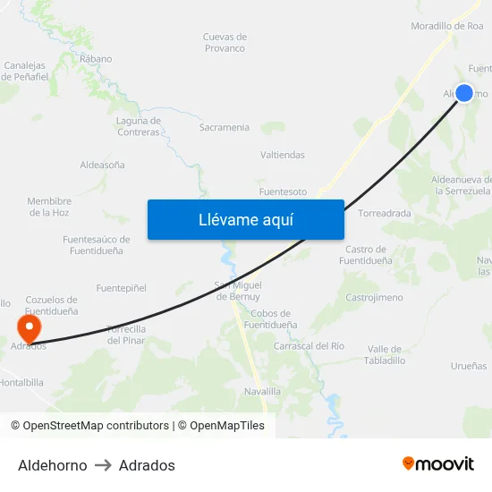 Aldehorno to Adrados map