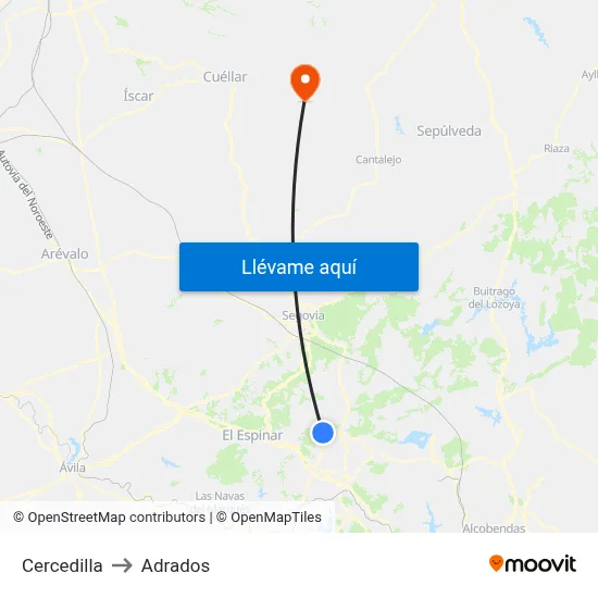 Cercedilla to Adrados map