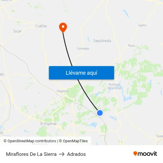 Miraflores De La Sierra to Adrados map
