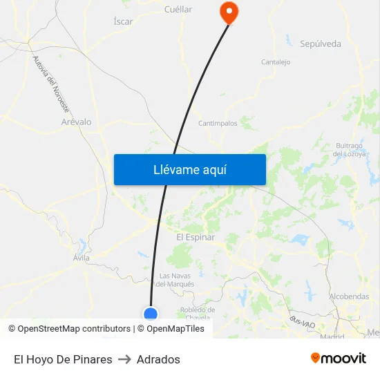 El Hoyo De Pinares to Adrados map
