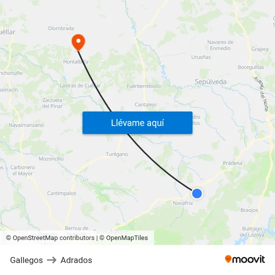 Gallegos to Adrados map