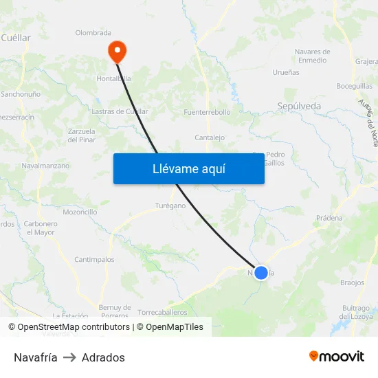 Navafría to Adrados map