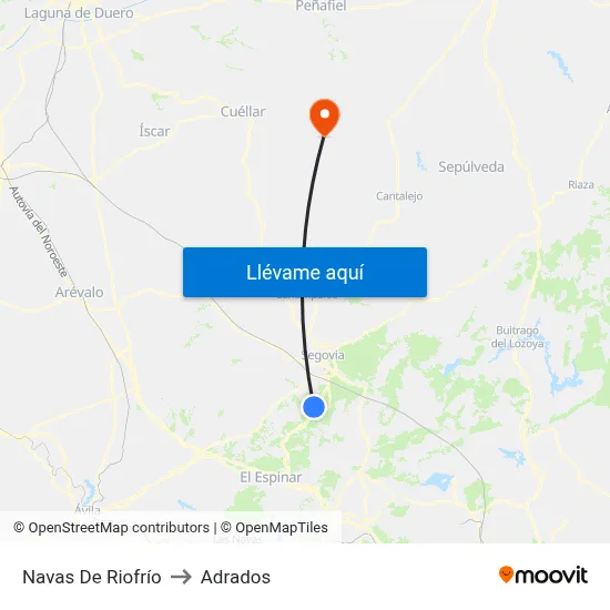 Navas De Riofrío to Adrados map