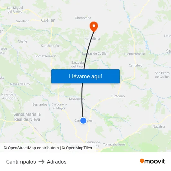 Cantimpalos to Adrados map