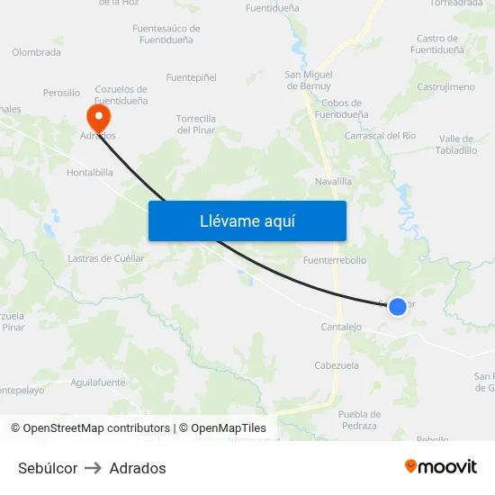 Sebúlcor to Adrados map