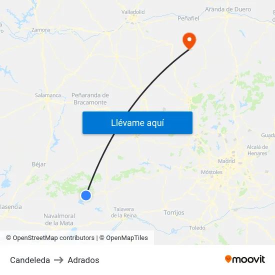 Candeleda to Adrados map