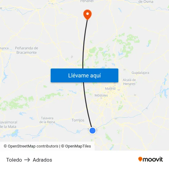 Toledo to Adrados map