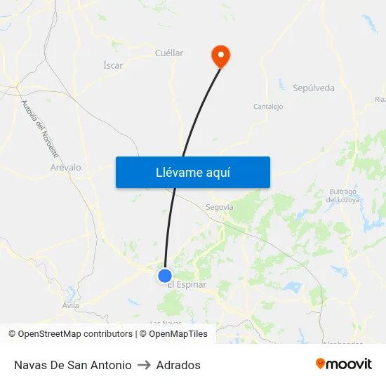 Navas De San Antonio to Adrados map