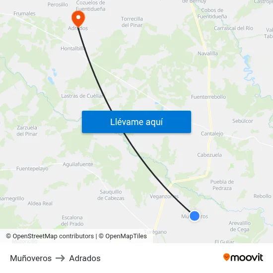 Muñoveros to Adrados map
