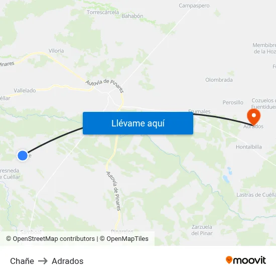 Chañe to Adrados map
