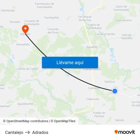 Cantalejo to Adrados map