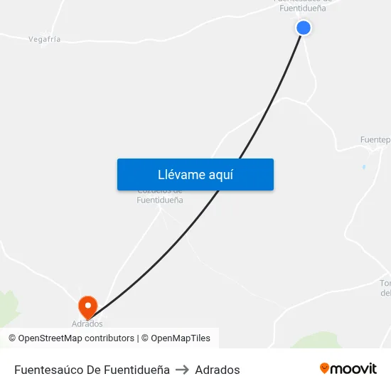 Fuentesaúco De Fuentidueña to Adrados map