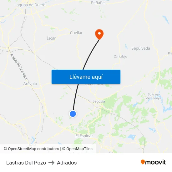 Lastras Del Pozo to Adrados map