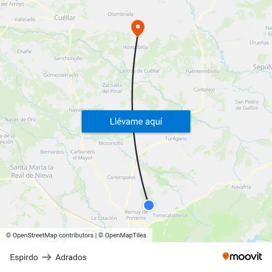 Espirdo to Adrados map