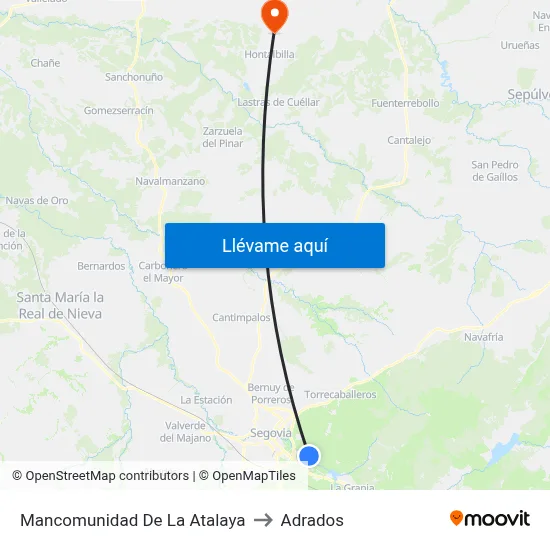 Mancomunidad De La Atalaya to Adrados map