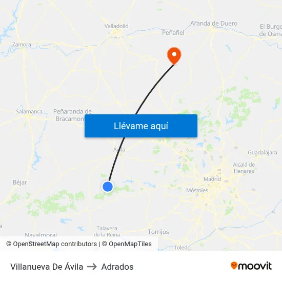 Villanueva De Ávila to Adrados map