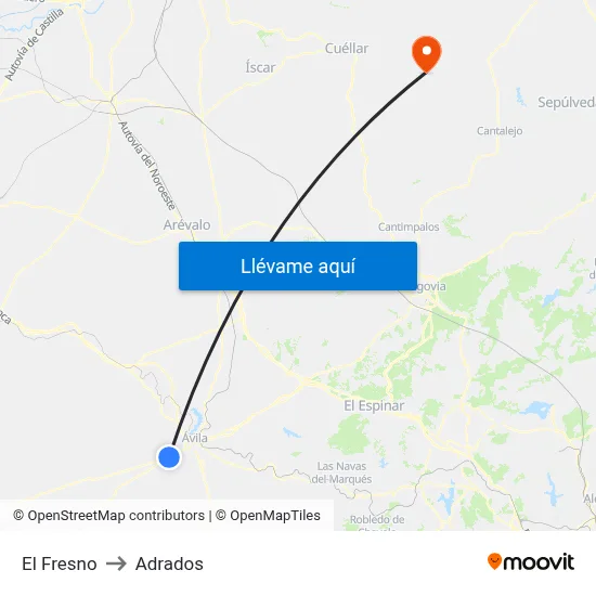El Fresno to Adrados map