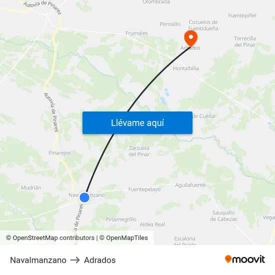 Navalmanzano to Adrados map