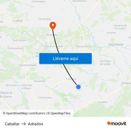 Caballar to Adrados map